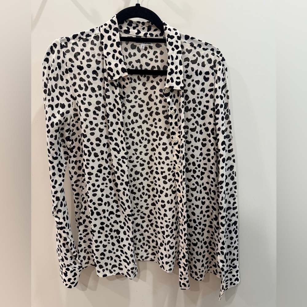 Reformation Black and White Animal Print Blouse